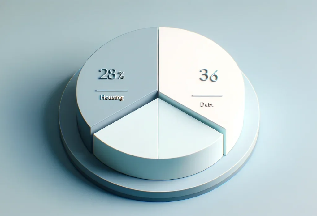 Modern pie chart of 28 and 36 numbers on a light blue background