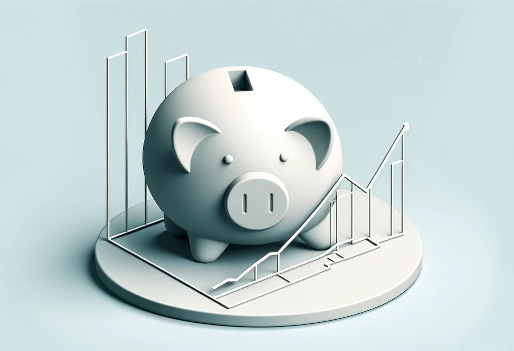 Abstract piggy bank and graph symbolizing budgeting and planning