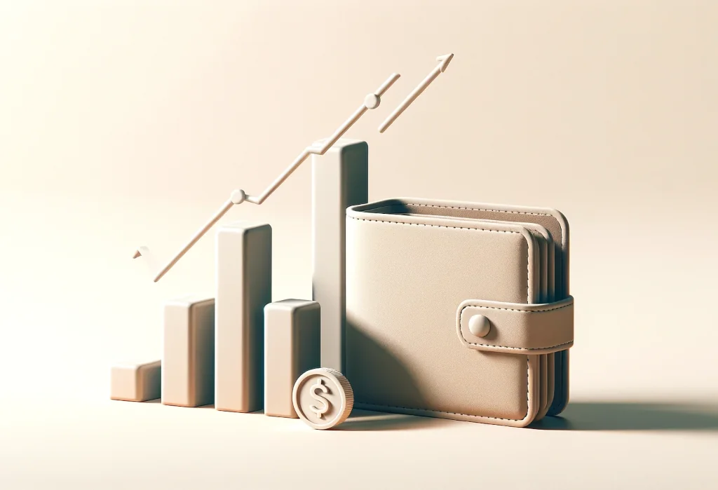 Abstract wallet and bar chart symbolizing budget growth and planning