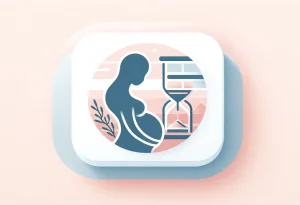 Mother and baby bump with hourglass, symbolizing maternity budgeting