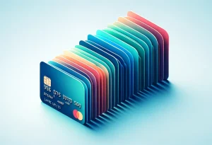 Neatly aligned credit cards symbolizing organized budgeting