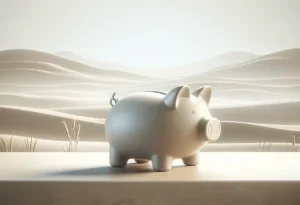 Elegant piggy bank on a light surface