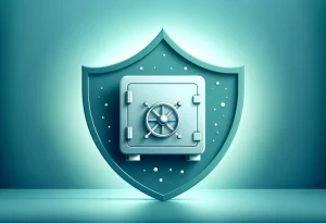 Safe surrounded by shield on stability to growth gradient background