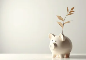 a small white pig with a plant growing out of it's back