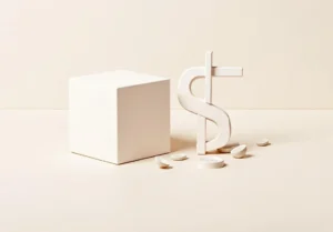 a white box with a dollar sign on top and a white box on the bottom