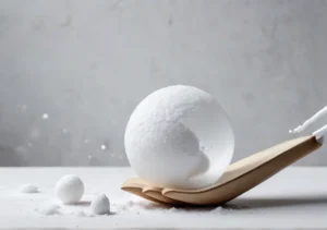 a spoon full of sugar and sugar on a white surface with a scoop full of sugar