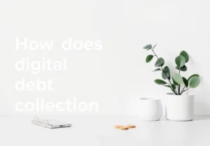 a white desk with a plant in the middle and a white wall behind it