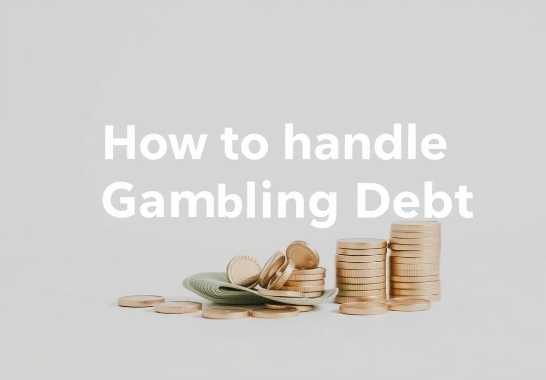 a pile of coins with the words how to handle gambling debt on it